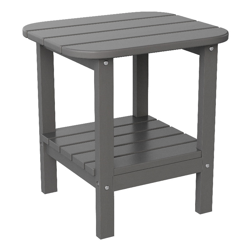 Commercial Grade All-Weather Adirondack Style Patio Side Table in Gray