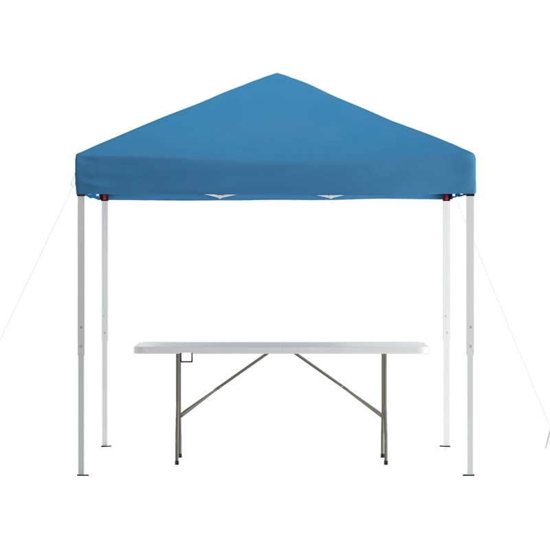 8' x 8' Blue Pop Up Canopy Tent and 6 Ft. Bi-Fold Table with Carrying Handle