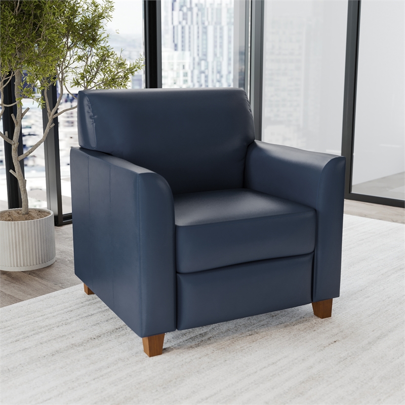 Reception Seating in Navy LeatherSoft Chair with Clean Line Stitched Frame