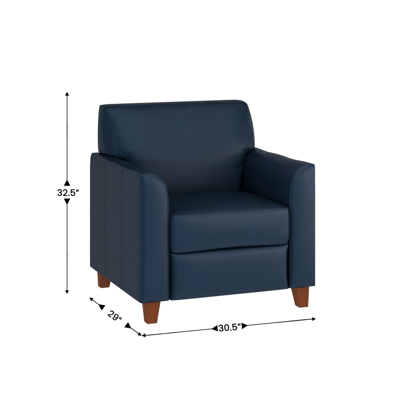 Reception Seating in Navy LeatherSoft Chair with Clean Line Stitched Frame