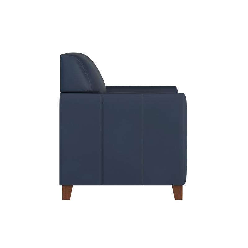 Reception Seating in Navy LeatherSoft Chair with Clean Line Stitched Frame