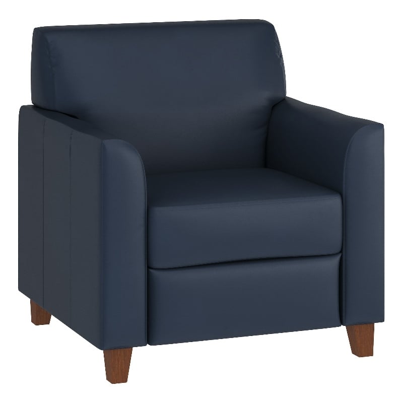 Reception Seating in Navy LeatherSoft Chair with Clean Line Stitched Frame