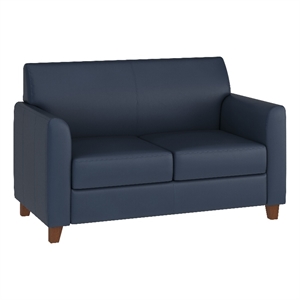 Reception Seating in Navy LeatherSoft Loveseat w/ Clean Line Stitched Frame