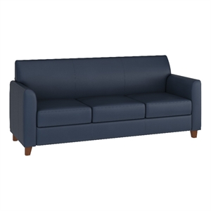 Reception Seating in Navy LeatherSoft Sofa with Clean Line Stitched Frame