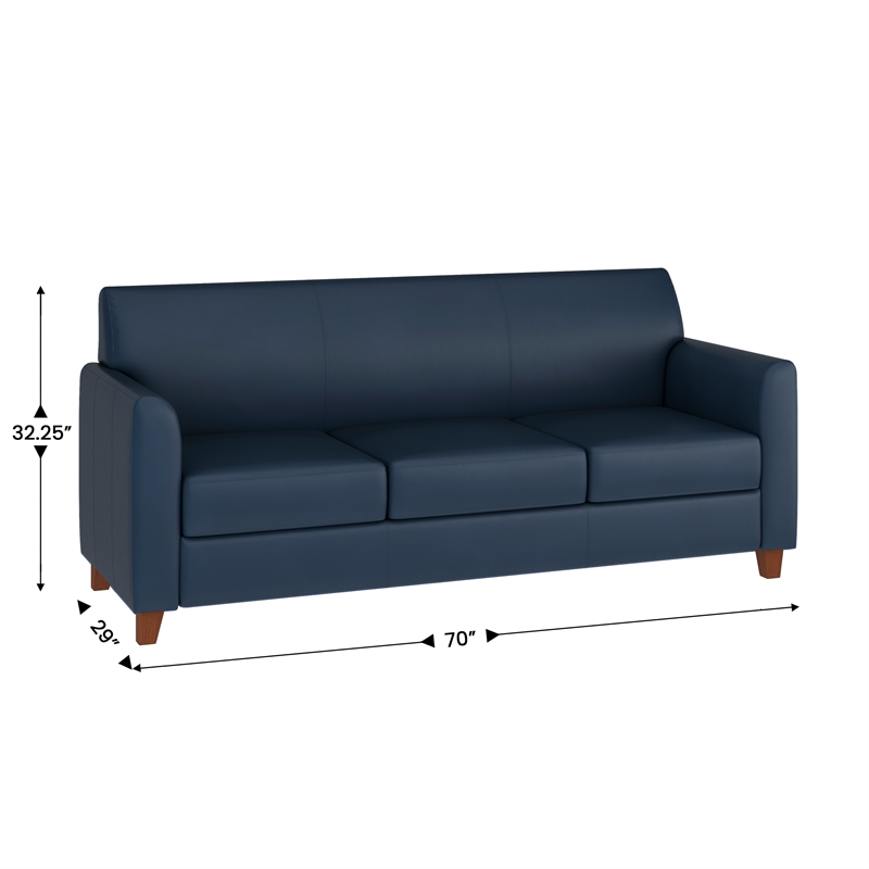 Reception Seating in Navy LeatherSoft Sofa with Clean Line Stitched Frame