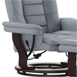 Gray LeatherSoft Multi-Position Recliner &Ottoman w/Swivel Mahogany Wood Base