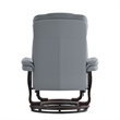 Gray LeatherSoft Multi-Position Recliner &Curved Ottoman w/Mahogany Wood Base