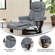 Gray LeatherSoft Multi-Position Recliner &Curved Ottoman w/Mahogany Wood Base