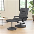 Contemporary Gray LeatherSoft Multi-Position Recliner &Ottoman w/ Wrapped Base