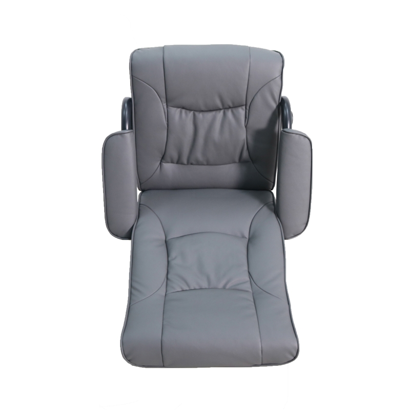 Contemporary Gray LeatherSoft Multi-Position Recliner &Ottoman w/ Wrapped Base