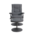 Contemporary Gray LeatherSoft Multi-Position Recliner &Ottoman w/ Wrapped Base