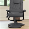 Contemporary Gray LeatherSoft Multi-Position Recliner &Ottoman w/ Wrapped Base