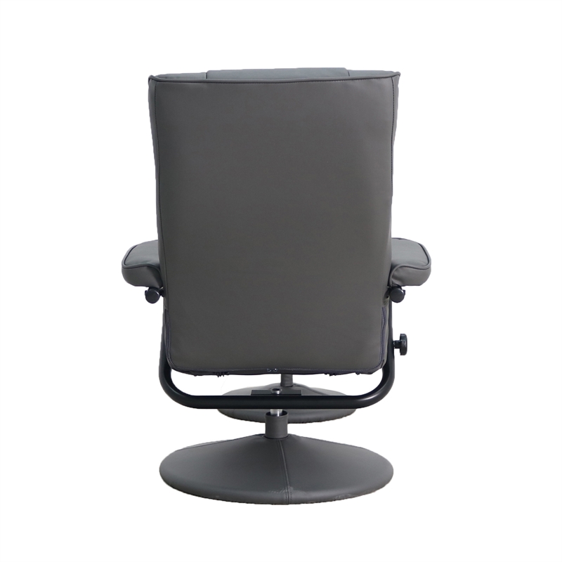 Contemporary Gray LeatherSoft Multi-Position Recliner &Ottoman w/ Wrapped Base