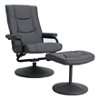 Contemporary Gray LeatherSoft Multi-Position Recliner &Ottoman w/ Wrapped Base