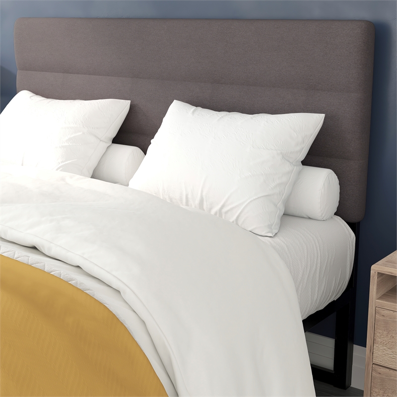 Universal Fit Tufted Upholstered Queen Headboard in Gray Fabric