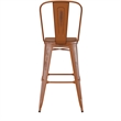 All-Weather Bar Height Stool with Poly Resin Seat - Orange/Teak