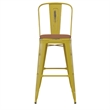 All-Weather Bar Height Stool with Poly Resin Seat - Yellow/Teak