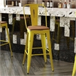 All-Weather Bar Height Stool with Poly Resin Seat - Yellow/Teak