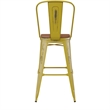 All-Weather Bar Height Stool with Poly Resin Seat - Yellow/Teak