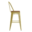 All-Weather Bar Height Stool with Poly Resin Seat - Yellow/Teak