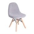 Kids Armless Faux Shearling Gray Faux Shearling Chair with Beechwood Legs