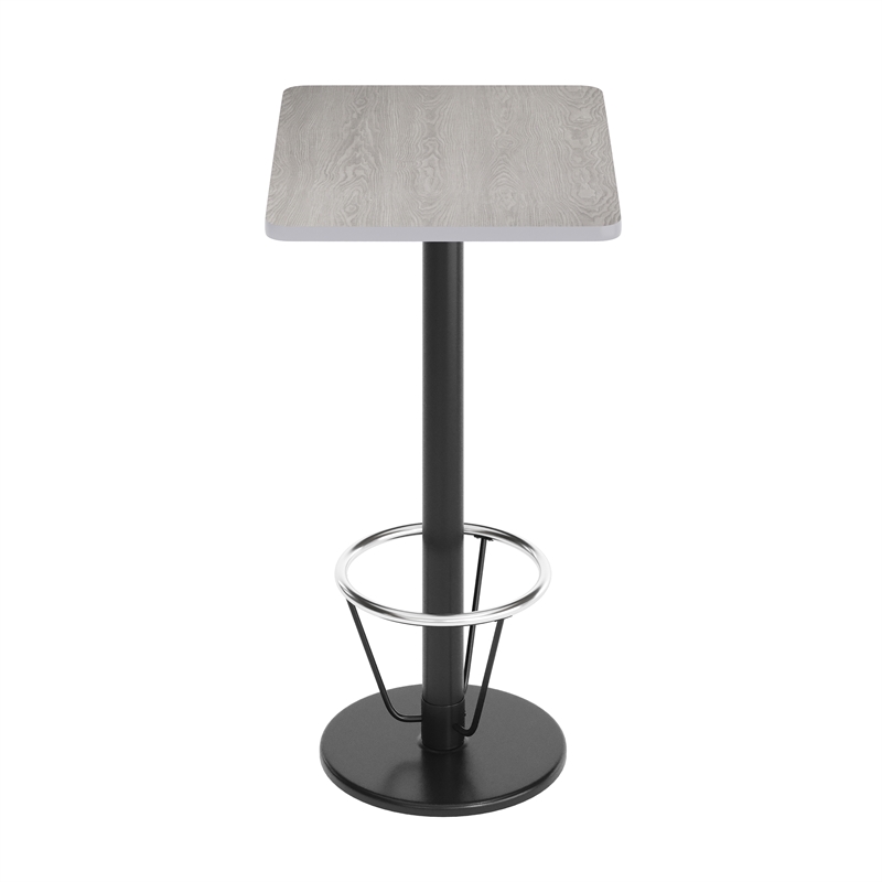 Commercial Gray Dining Table Top Black Bar Height Base & Footring- 24