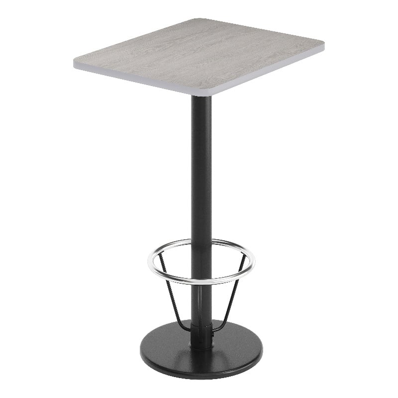 Commercial Gray Dining Table Top Black Bar Height Base & Footring- 24