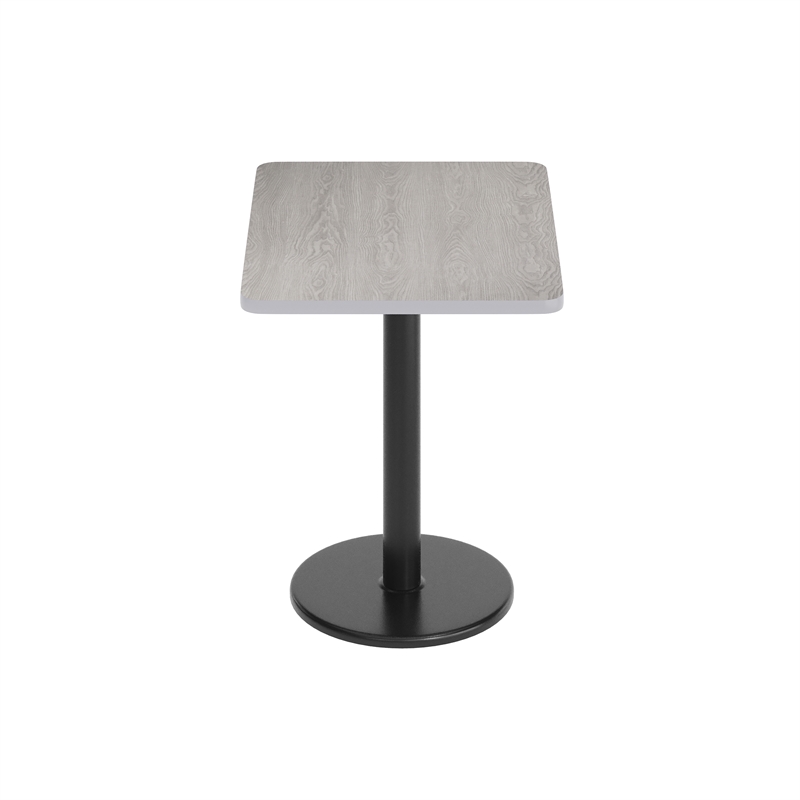 Commercial Gray Rectangular Dining Table Top with Black Round Base 24