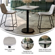 Commercial Gray Rectangular Dining Table Top with Black Round Base 24