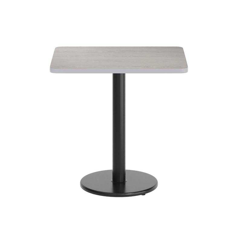 Commercial Gray Rectangular Dining Table Top with Black Round Base 24