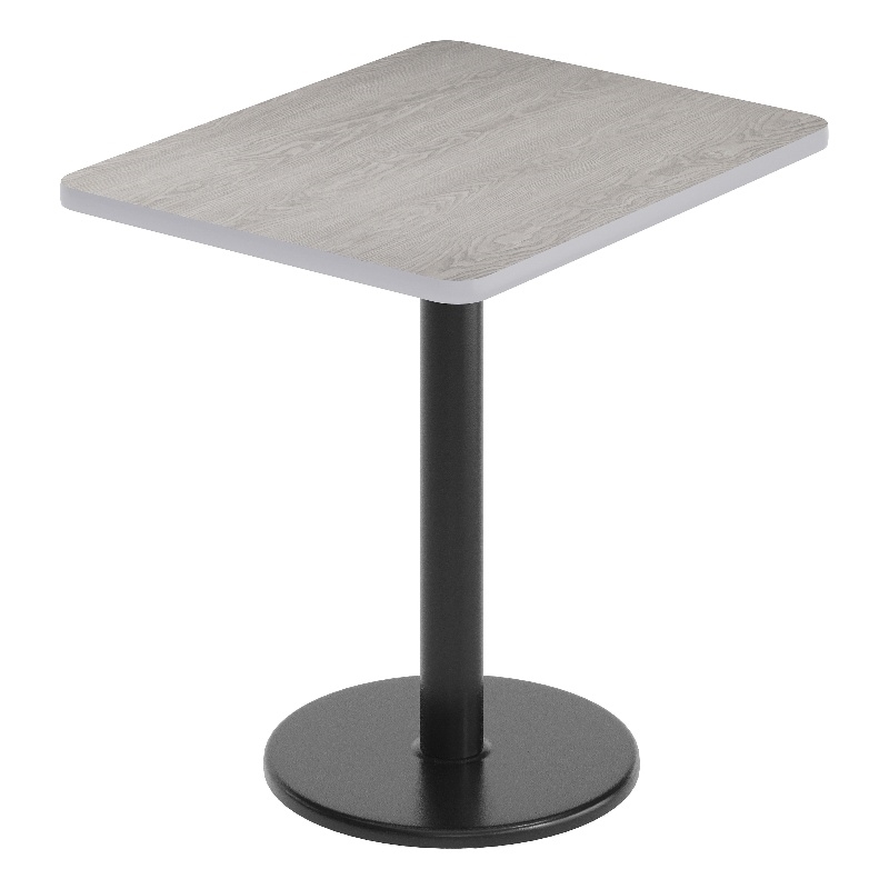 Commercial Gray Rectangular Dining Table Top with Black Round Base 24