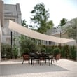 Weather Resistant 20' Rectangle Sun Shade Canopy with Included Nylon Ropes-Sand