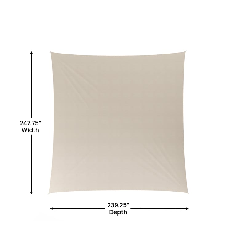 Weather Resistant 20' Rectangle Sun Shade Canopy with Included Nylon Ropes-Sand
