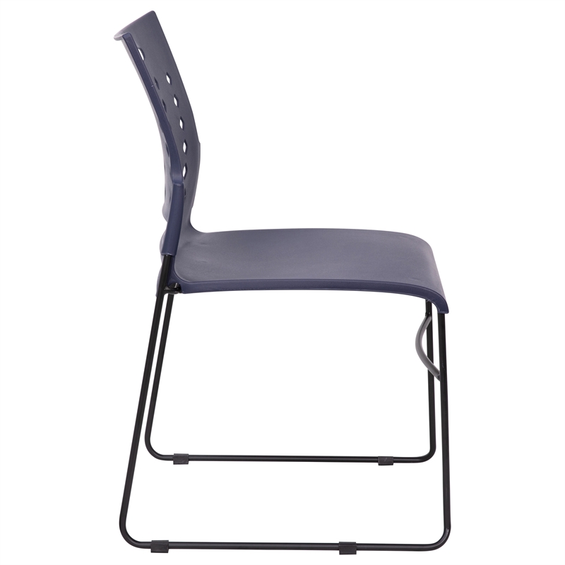 881 lb. Capacity Gray Sled Base Stack Chair with Carry Handle & Air-Vent Back