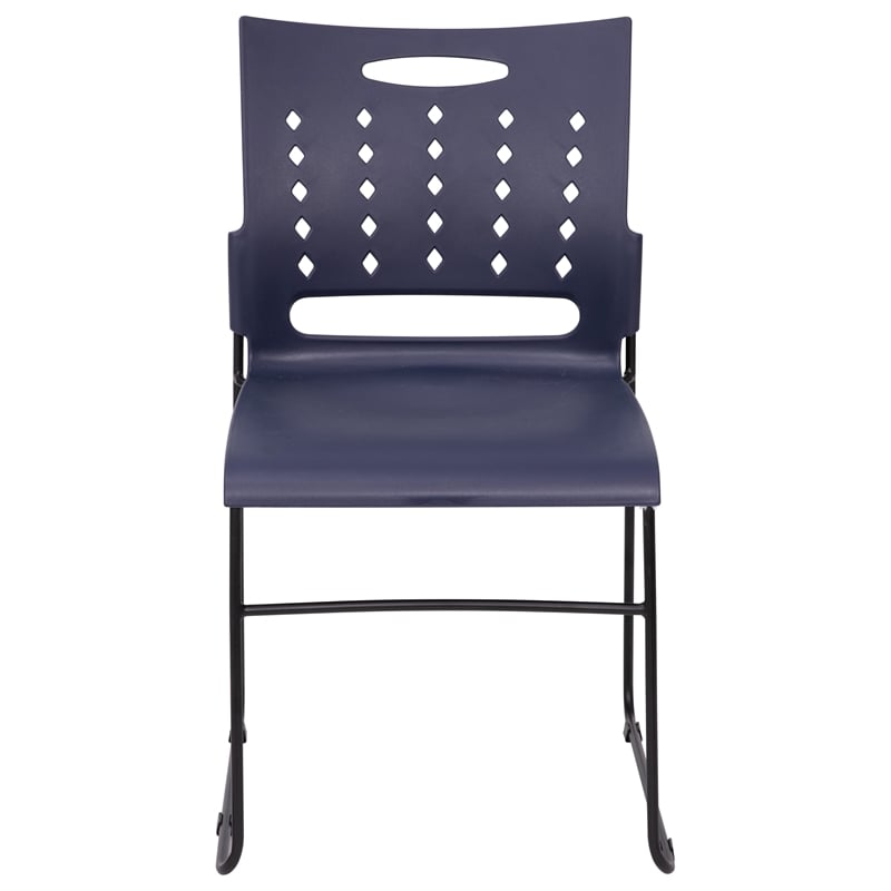 881 lb. Capacity Gray Sled Base Stack Chair with Carry Handle & Air-Vent Back
