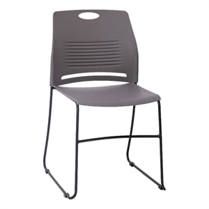 Commercial Grade 660 LB. Capacity Plastic Stack Chair with Steel Sled Base-Gray