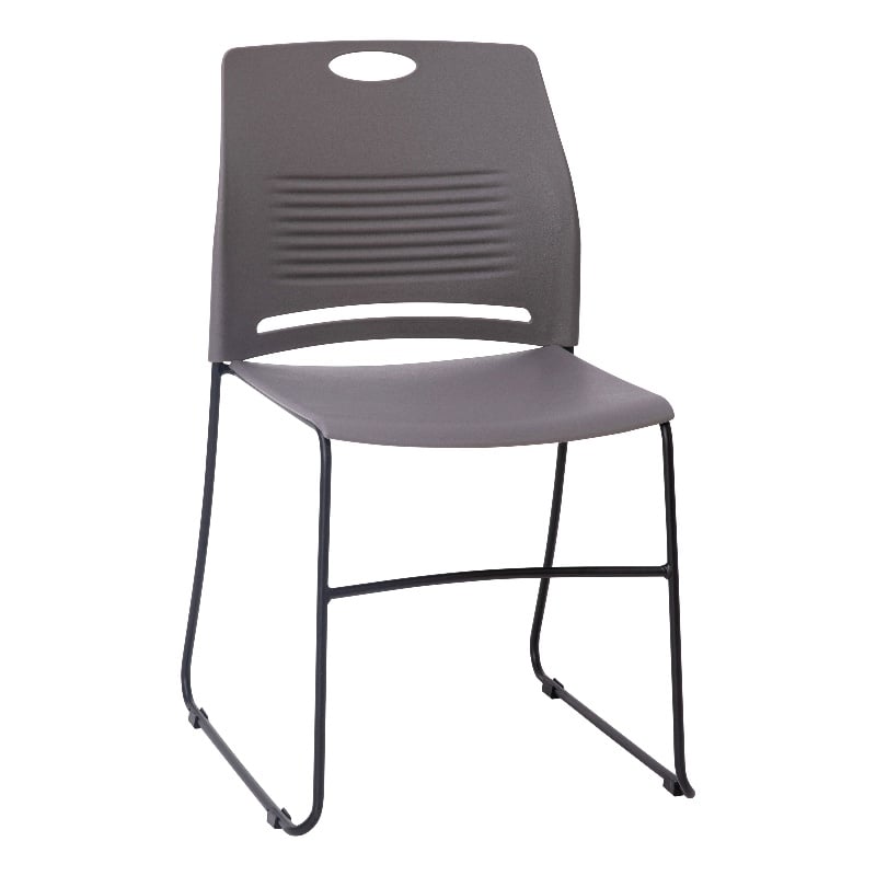 Commercial Grade 660 LB. Capacity Plastic Stack Chair with Steel Sled Base-Gray