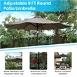 Bundled Set - Gray 9 FT Round Umbrella & Universal Black Cement Waterproof Base