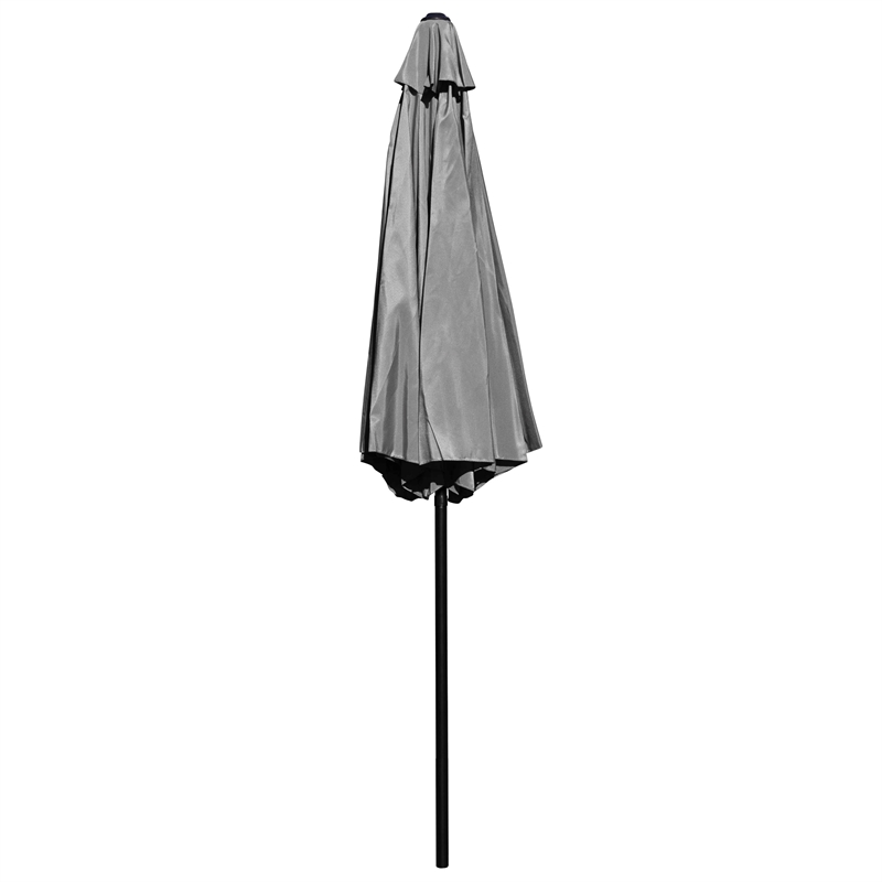 Bundled Set - Gray 9 FT Round Umbrella & Universal Black Cement Waterproof Base