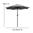 Bundled Set - Gray 9 FT Round Umbrella & Universal Black Cement Waterproof Base