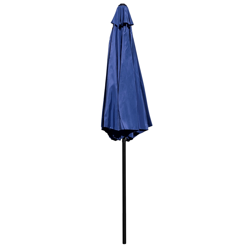 Bundled Set - Navy 9 FT Round Umbrella & Universal Black Cement Waterproof Base