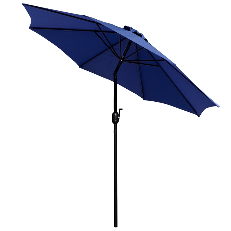 Bundled Set - Navy 9 FT Round Umbrella & Universal Black Cement Waterproof Base