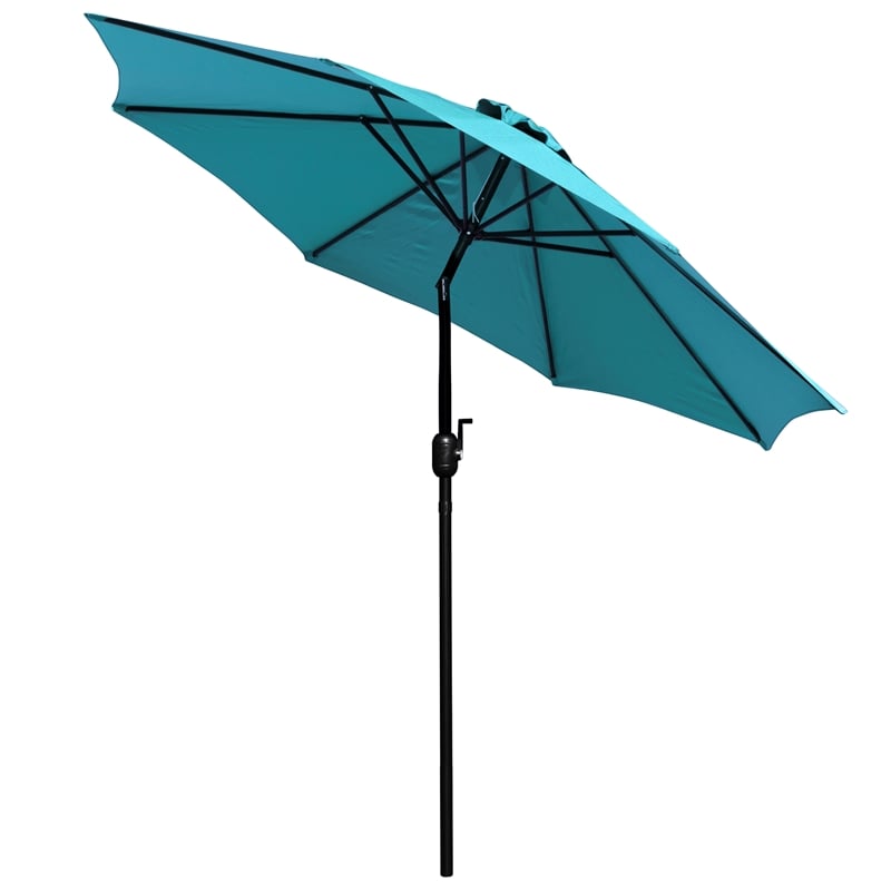 Bundled Set - Teal 9 FT Round Umbrella & Universal Black Cement Waterproof Base