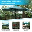 Bundled Set - Teal 9 FT Round Umbrella & Universal Black Cement Waterproof Base