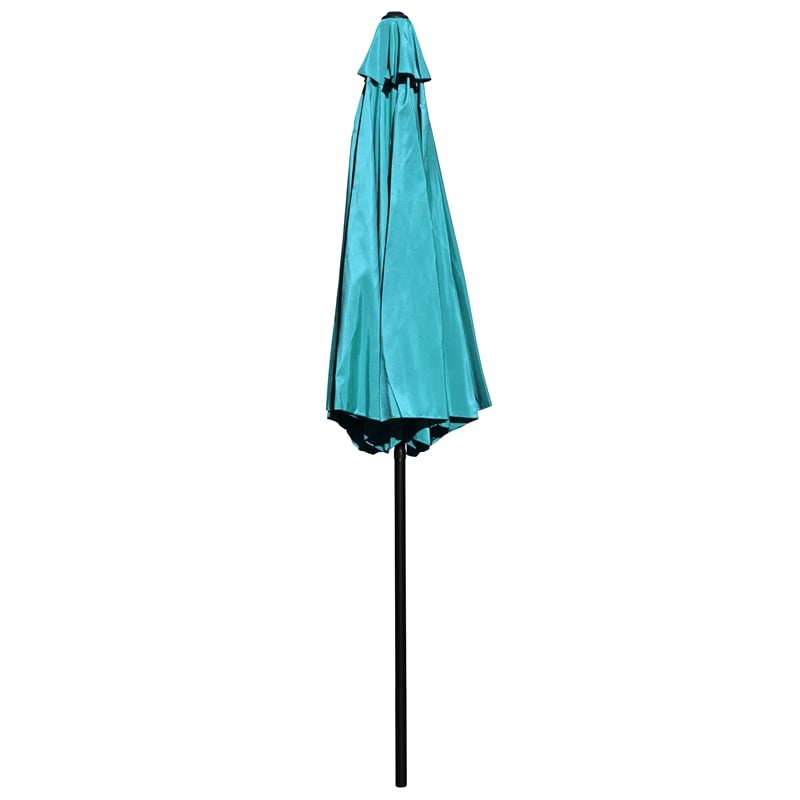 Bundled Set - Teal 9 FT Round Umbrella & Universal Black Cement Waterproof Base