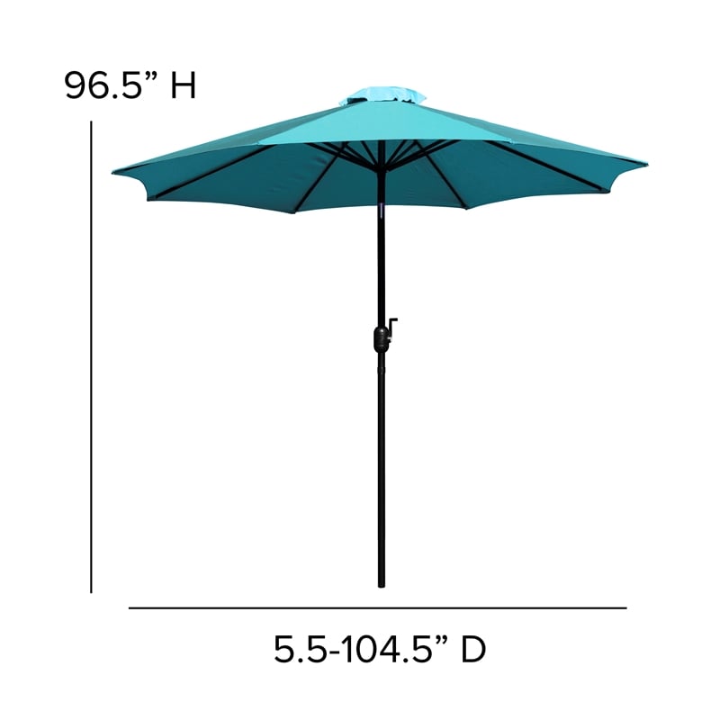 Bundled Set - Teal 9 FT Round Umbrella & Universal Black Cement Waterproof Base