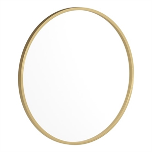 Wall Mount 24 Inch Shatterproof Round Accent Wall Mirror with Gold Metal Frame