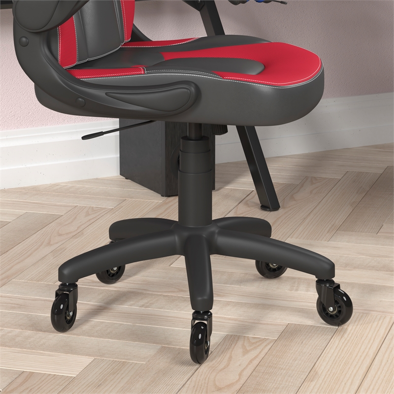 Office Gaming Chair with Skater Wheels & Flip Up Arms - Red LeatherSoft