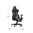 Gaming Chair with Roller Wheels Reclining Arms Footrest-Gray LeatherSoft