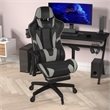 Gaming Chair with Roller Wheels Reclining Arms Footrest-Gray LeatherSoft